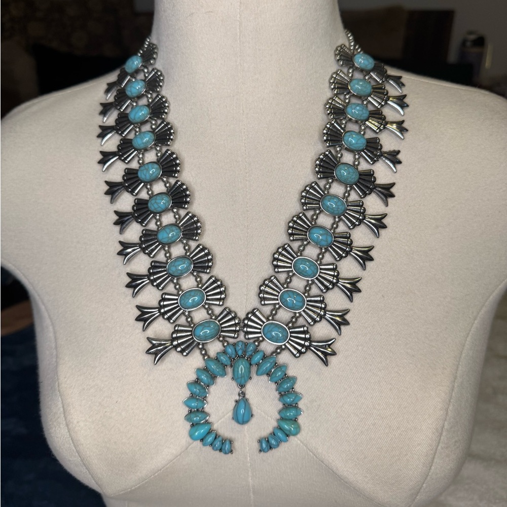 Turquoise and Silver Statement Necklace